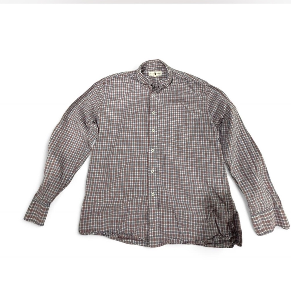 Duck Head Tempest Blue Long Sleeve Plaid Oxford Button Down Shirt.‎ size xl